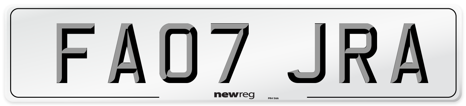 FA07 JRA Number Plate from New Reg